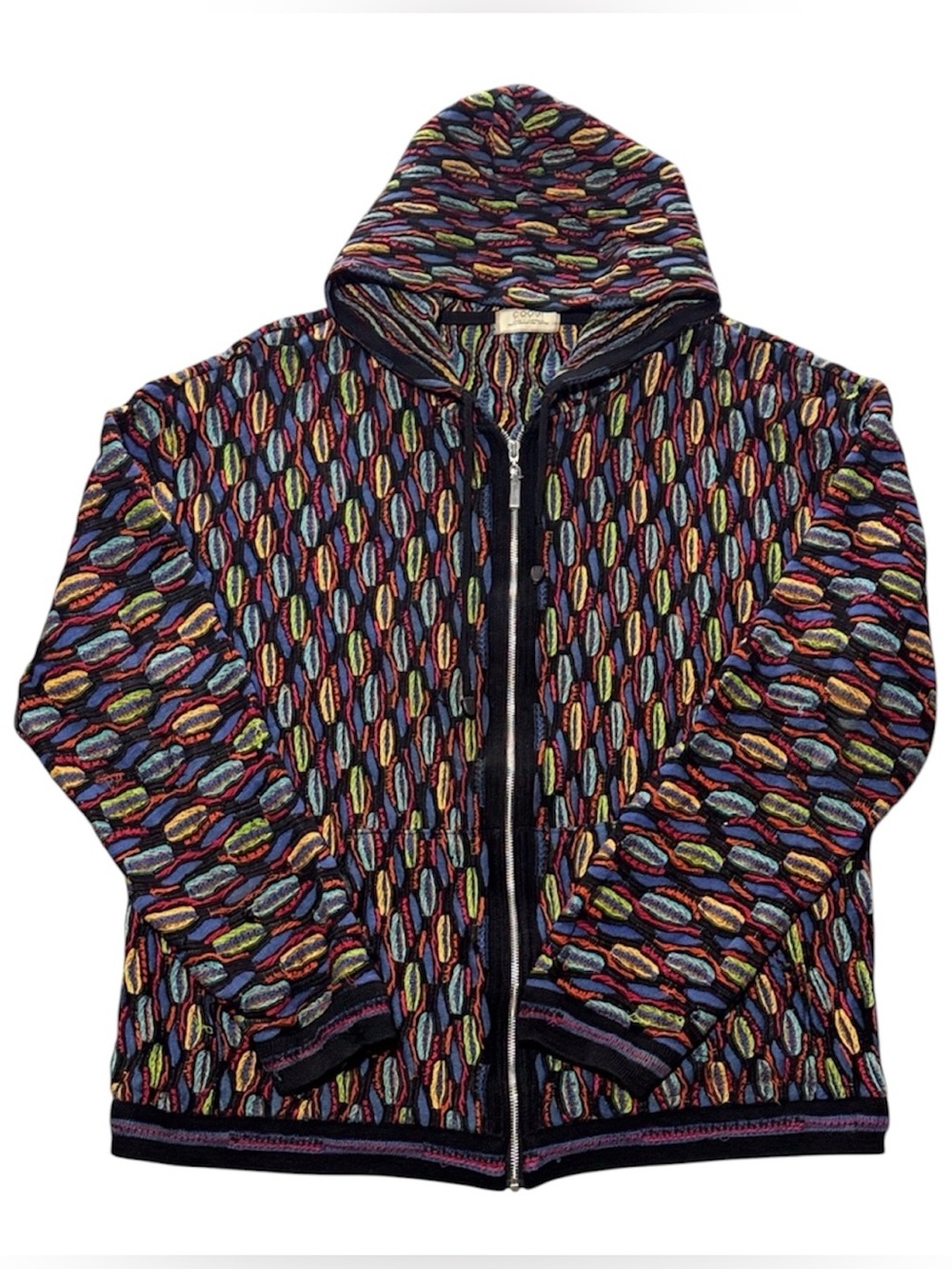 Men's Vintage 90s Vibrant COOGI Jacket Textured 3D Hip Hop Knit Size XXL